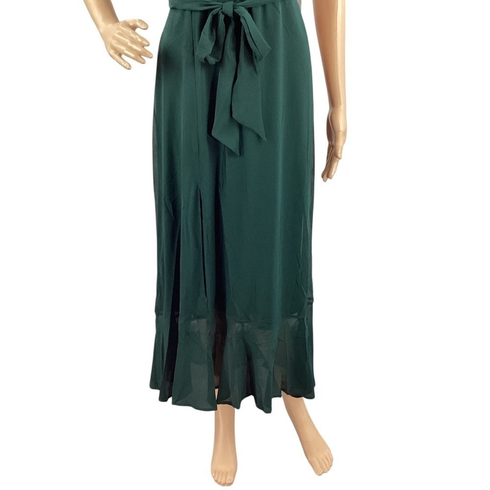 Show Me Your Mumu Claire Midi Dress Green Tie Strap Ruffle Hem Size M - Picture 3 of 9